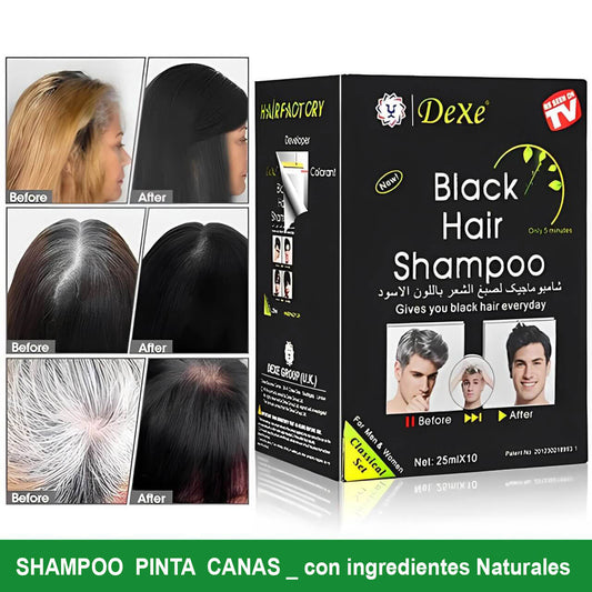 Shampoo Pinta Canas Negro BLACK HAIR™ Caja /10 Sobres - EnvíoGratis